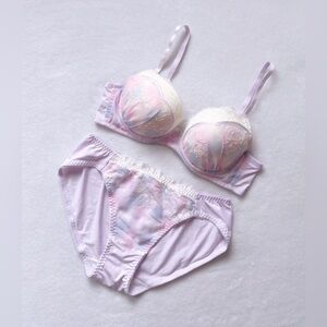 SANRIO KUROMI Japanese Authentic Limited Embroidery Wireless Bra & Panty Set